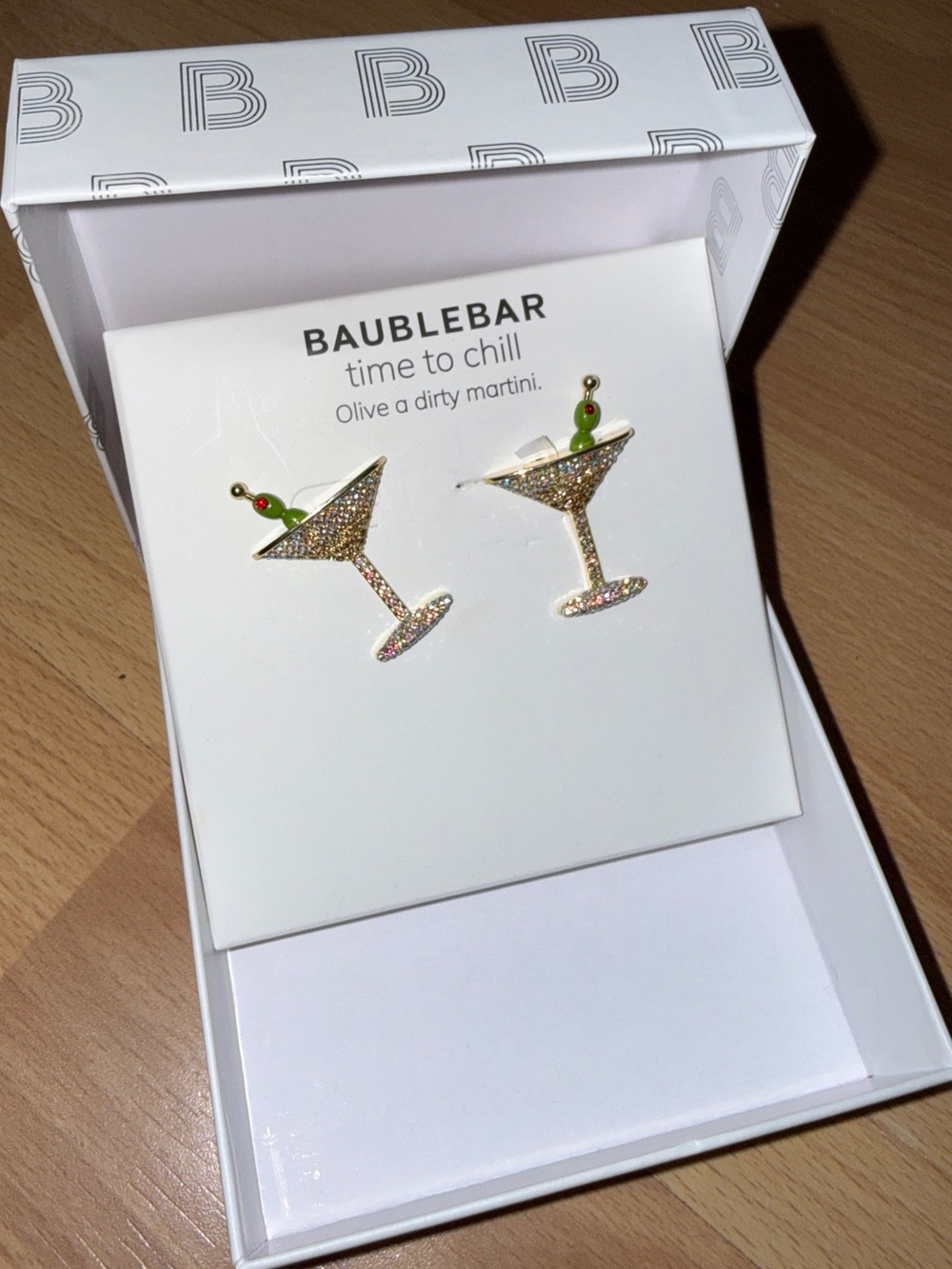 BaubleBar Gold Glitter Martini Stud Sparkly Earrings🍸
